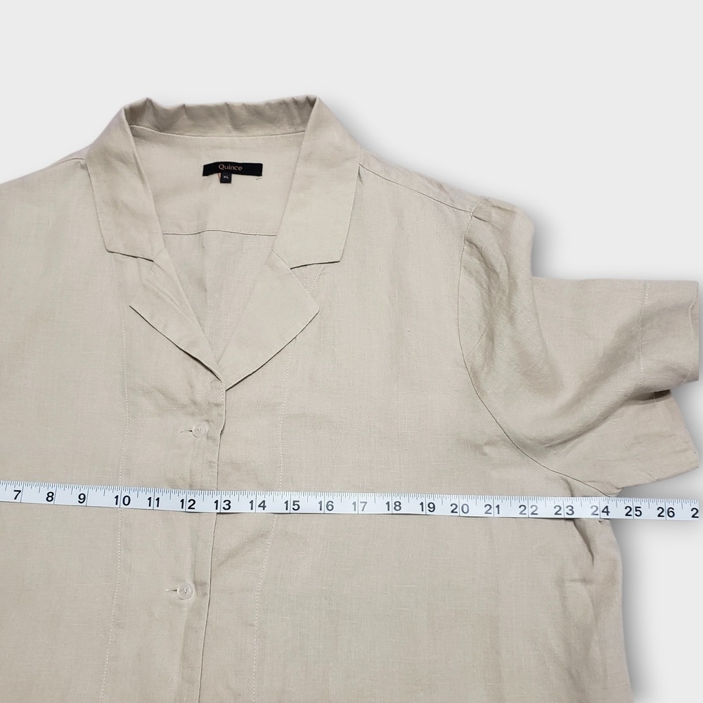 Quince 100% European Linen Short Sleeve Shirt Boxy Driftwood Tan Womens XL - Picture 7 of 10
